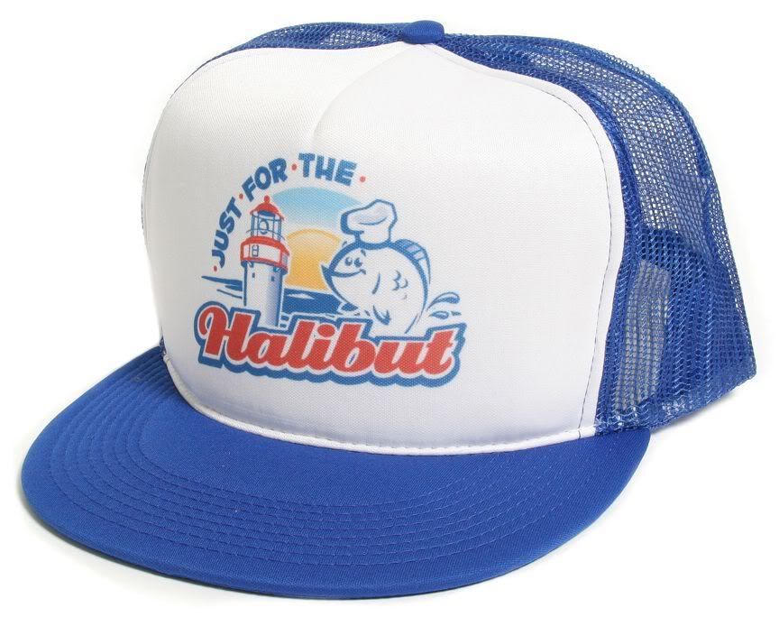 New Retro'JUST FOR THE HALIBUT' Fishing Hat Cap Trucker Snapback