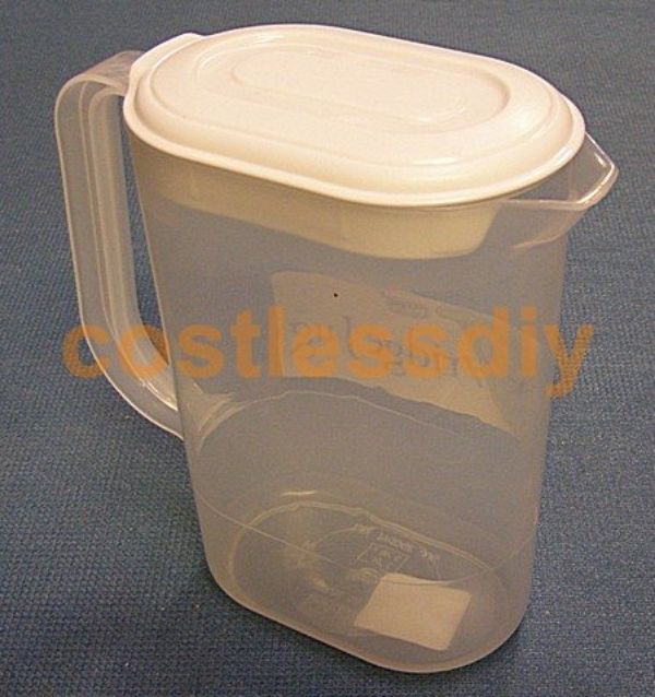 Whitefurze F0210 Slimline 1.5L Fridge Jug Natural Plastic & White Lid