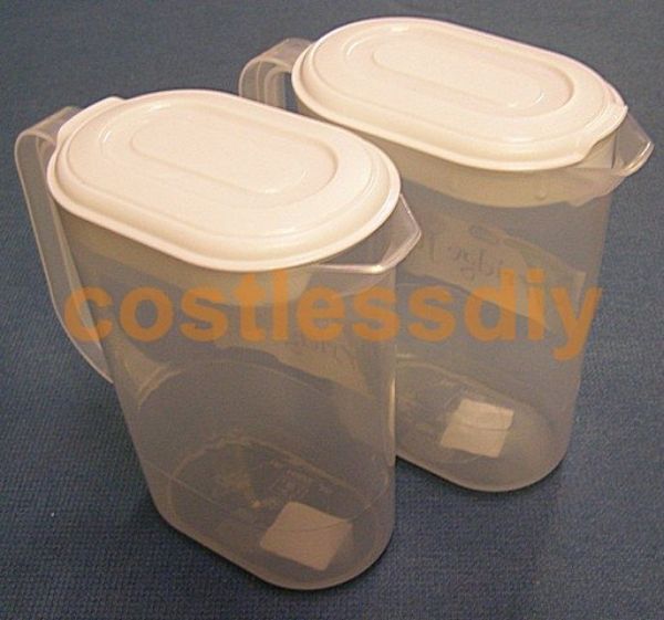 Whitefurze F0210 Slimline 1.5L Fridge Jug Natural Plastic & White Lid