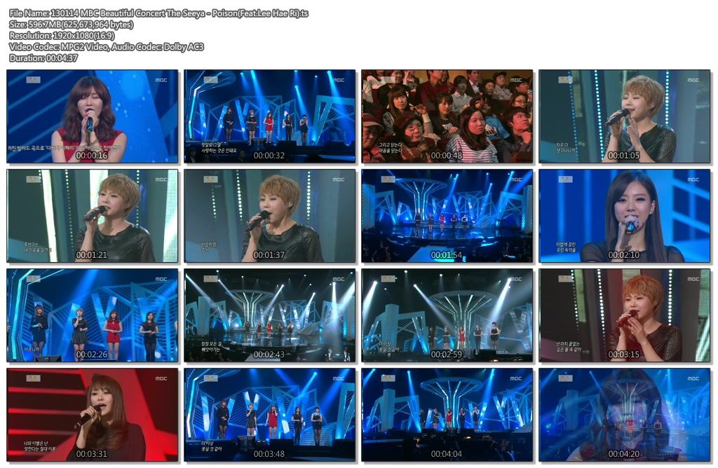 [LIVE] 130114 MBC Beautiful Concert The Seeya - Poison(Feat.Lee Hae Ri)