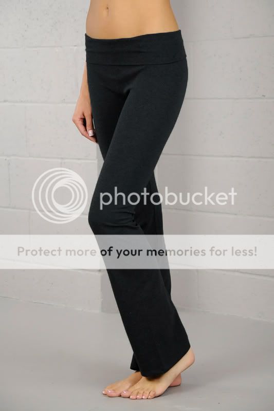   Foldover Stretch Soft Lounge Yoga Pants S M L Basic Slim Flare Leg